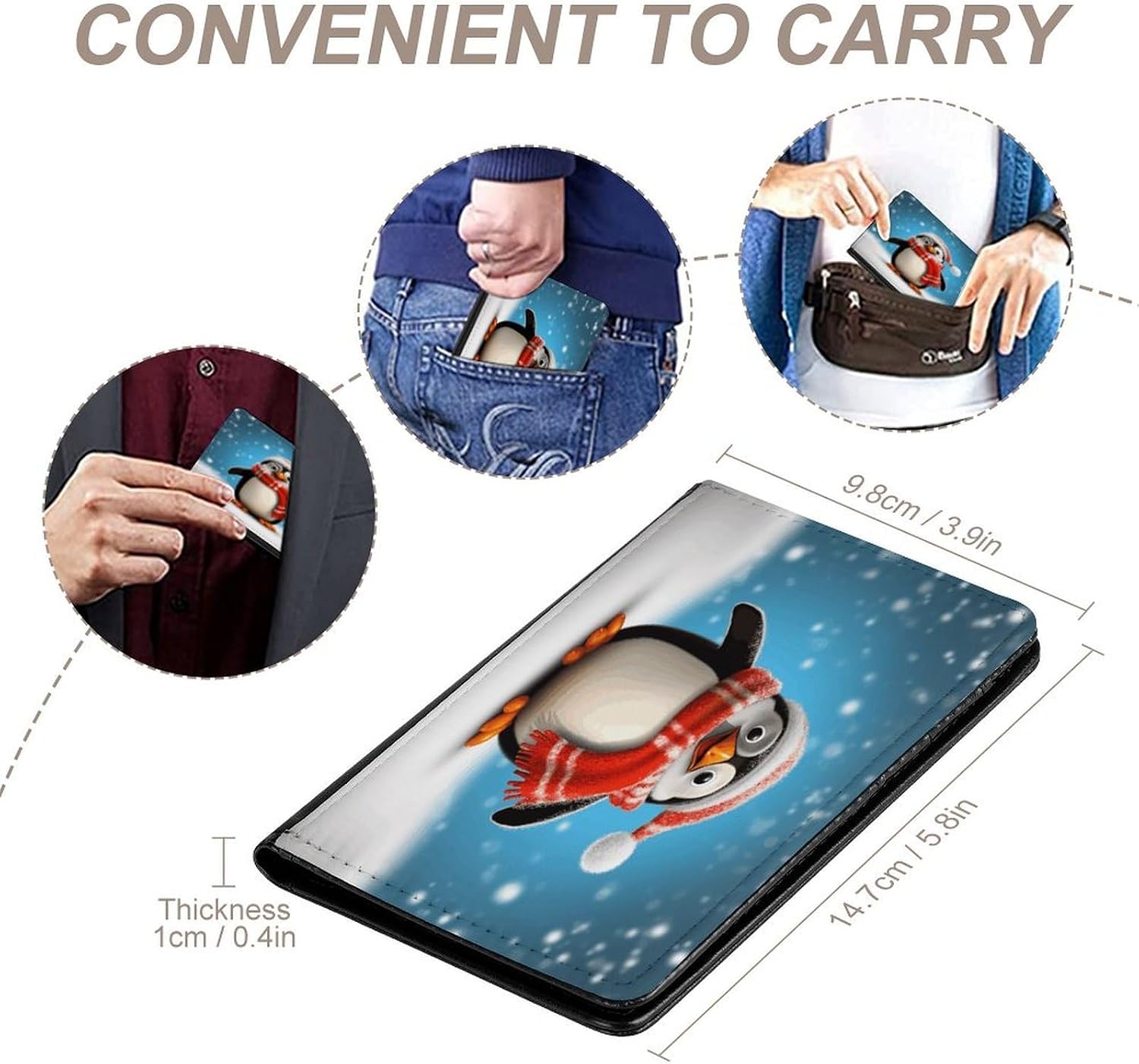 Christmas Funny Penguin Passport Holders PU Leather Passport Cover With Card Slots Waterproof Travel Wallet & Gifts image 4