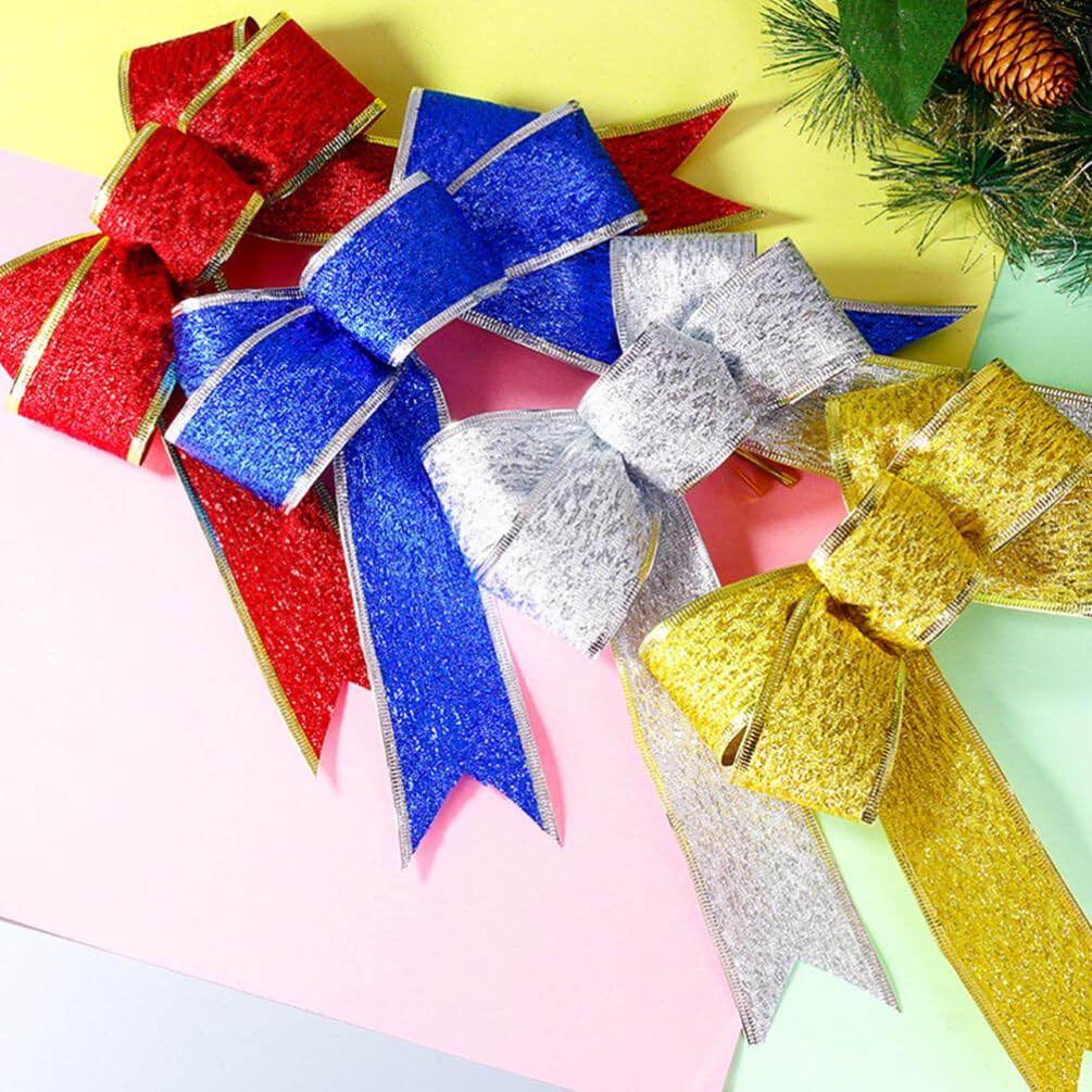 Ciieeo 15stücke Glitzernde Weihnachtsbänder Bogen Knotenschleifen Für Weihnachtsbaum Und Blau Zur Dekoration Von Türen Wänden Und Tischen