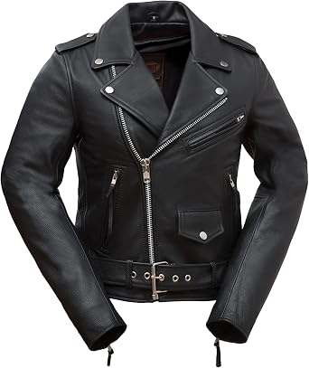 First Mfg Co - Rockstar - Womens Motorcycle Biker Riding Leather Jacket