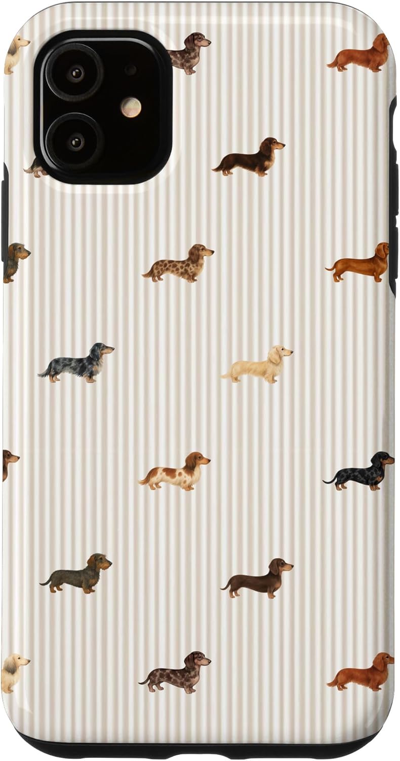 Long-Haired Dachshund, Mini Cream, Wire Doxie Cute Pattern Case for iPhone 14