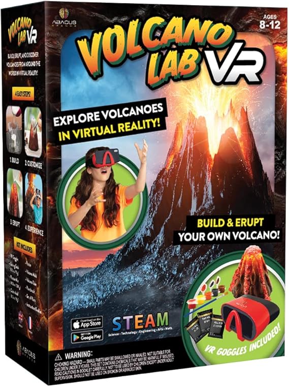 Abacus Brands Volcano Lab VR Virtual Reality Kids Science Kit, Book