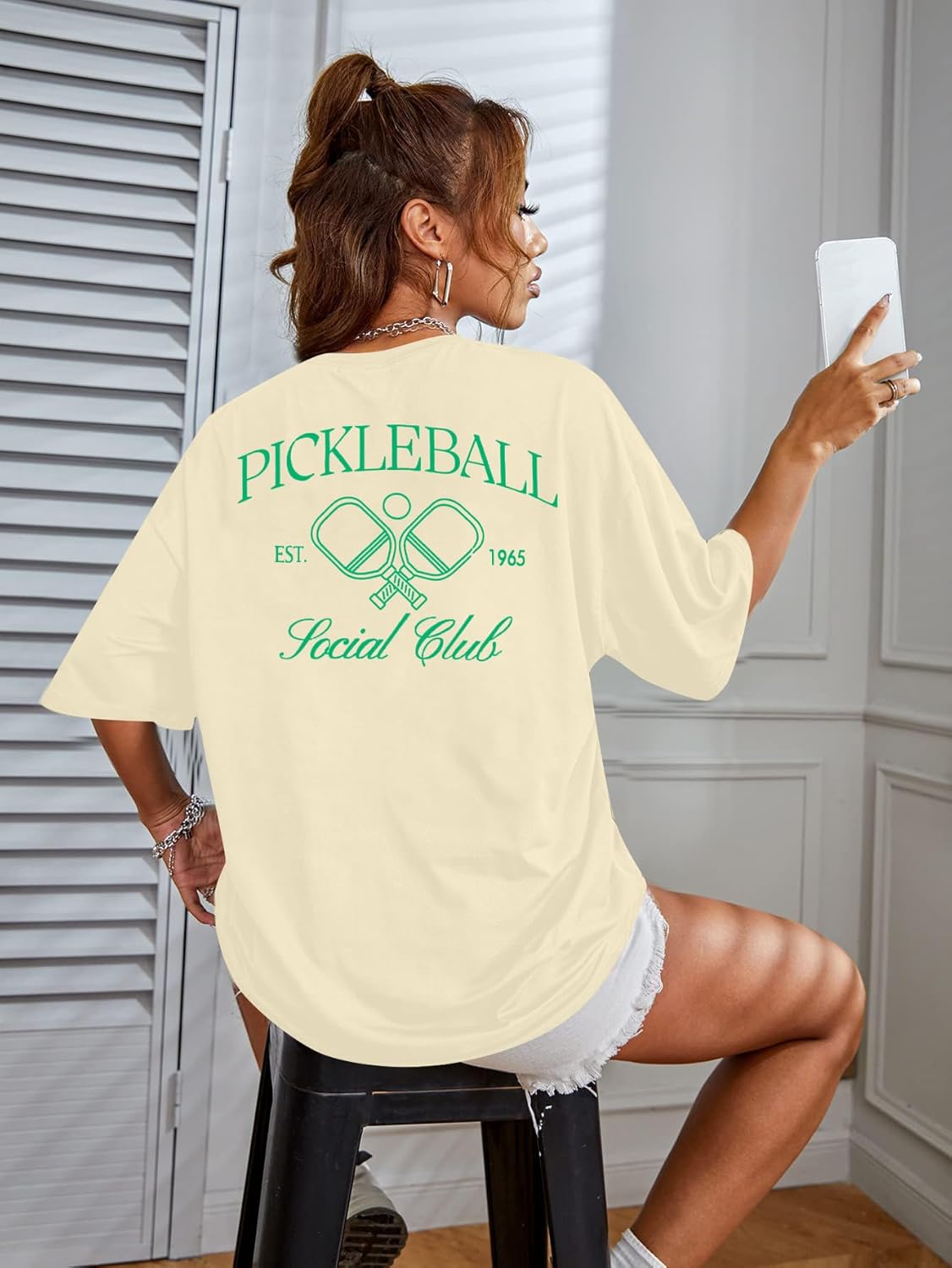 Pickleball Shirt Women Funny Oversized Pickleball Team Graphic T-Shirt Baseball Fan Tee Short Sleeve Tops - Image 2