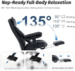 Efomao Executive Office Chair, Black Big and Tall Desk Chair | Mattress-grade pocket spring cushion, sleek leather, 135° recline & footrest for computer gaming setup.