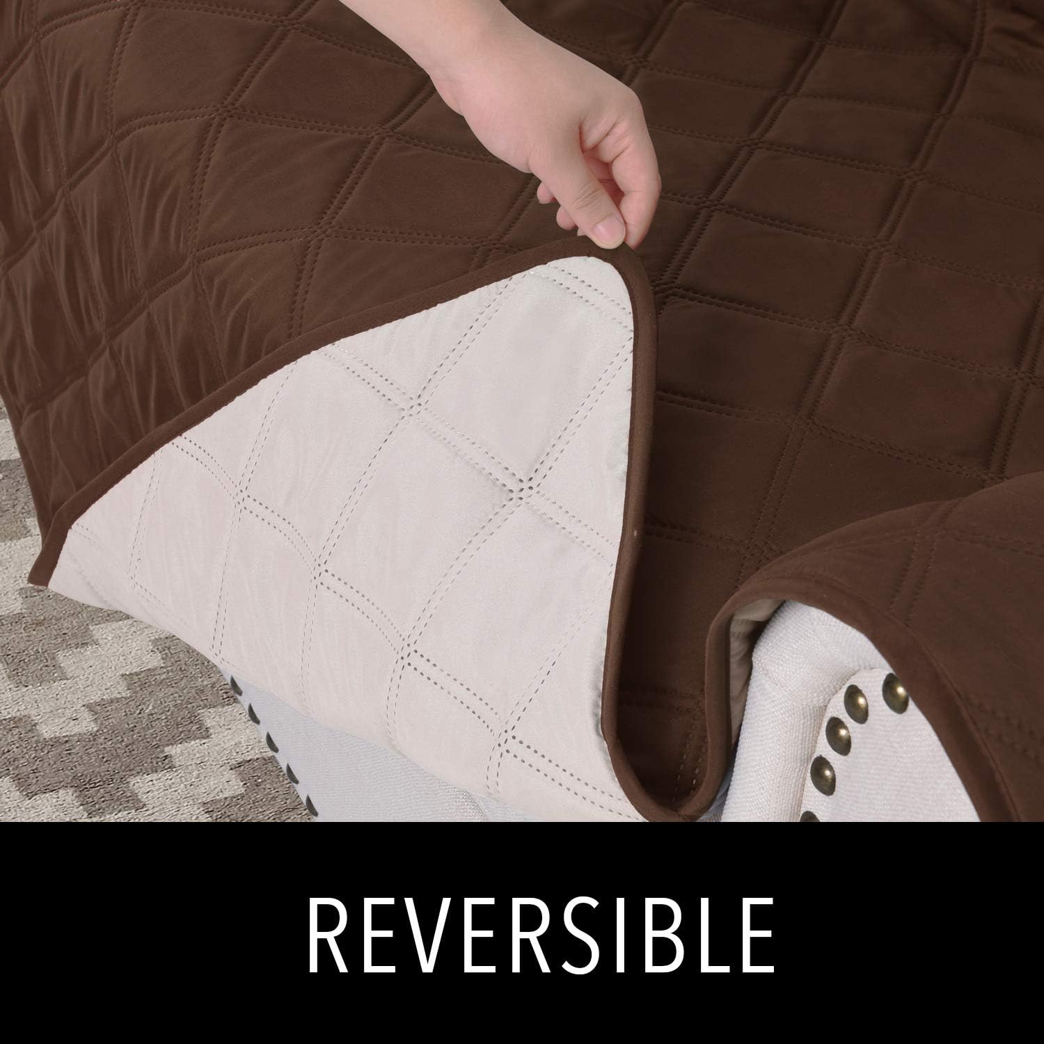 RHF Diamond Sofa Cover, Couch Cover, Couch Covers for 3 Cushion Couch, Couch Covers for Sofa, Sofa Covers for Living Room, Couch Covers for Dogs, Couch Protector(Sofa:Dark Chocolate/Beige)
