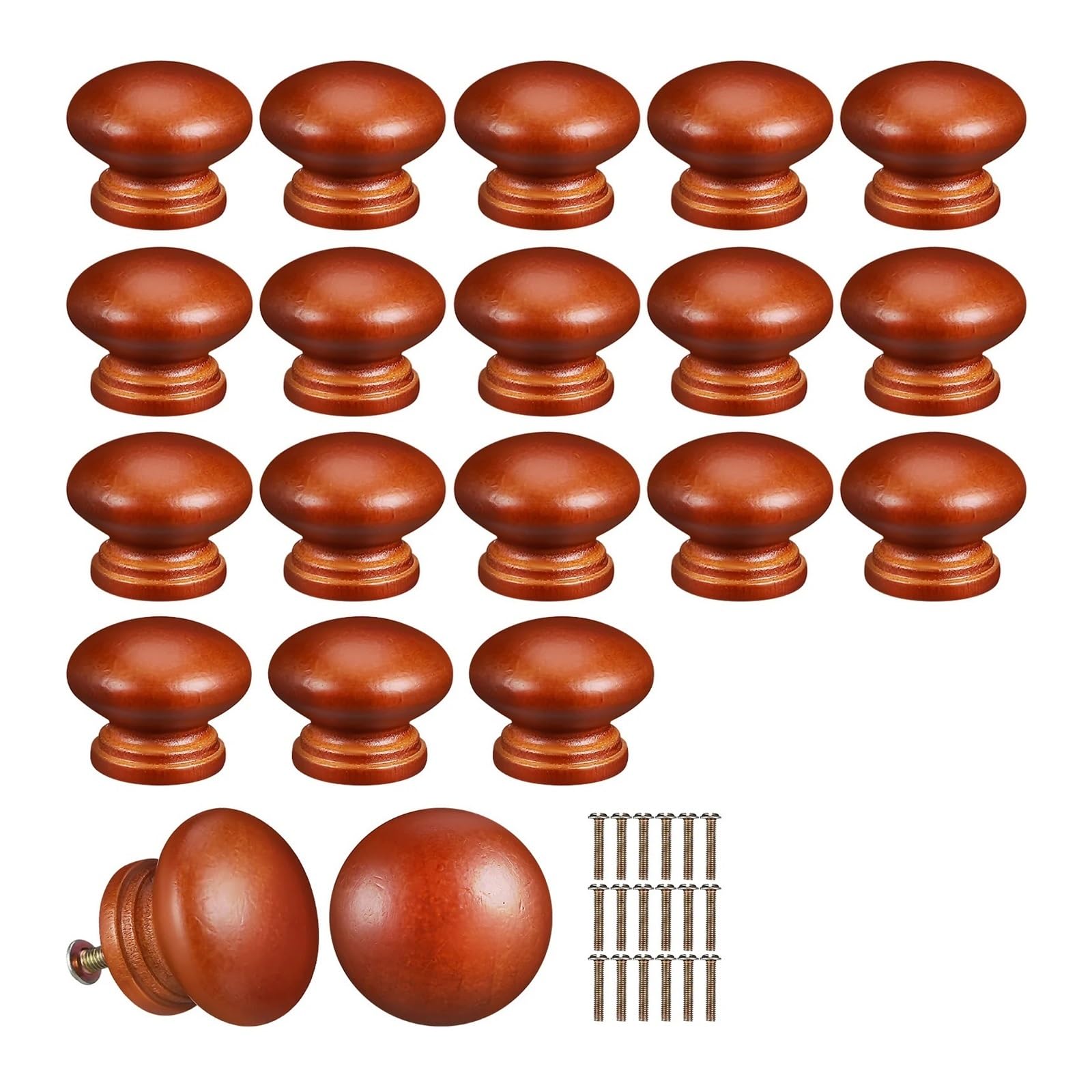 SNGUOQ 20Pcs Wood Knobs Smooth Polished Round Handles for Kitchen Cabinets Dresser Drawers Wardrobe Furniture Drawer for Cabinet Drawer Shoes