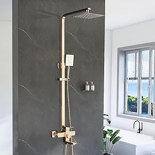 Comprar Columna de ducha dore sistema de ducha estante ducha set kit de ducha de pared sólido ducha empotrable dorado