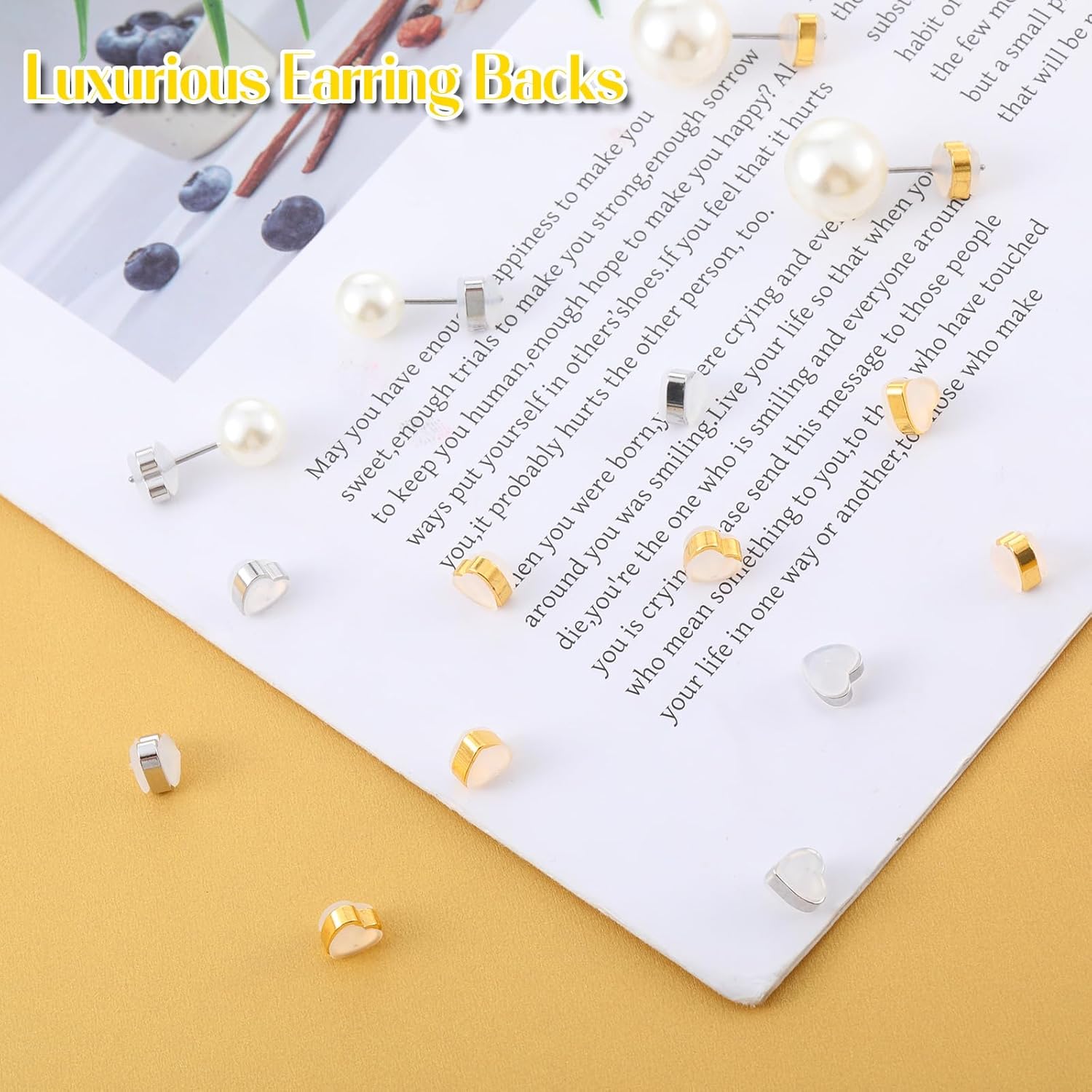 40 Pcs Silicone Flat Earring Backs for Studs Heart Shape Rubber Earring Backs Replacements Safety Locking Back for Studs Earrings - Image 3