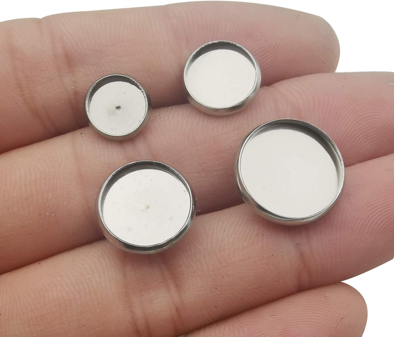 40pcs 12mm Stainless Steel Blank Stud Earring Bezel Setting for Jewelry Making with 40pcs Surgical Steel Earring Backs DIY Findings (9851) - Image 5