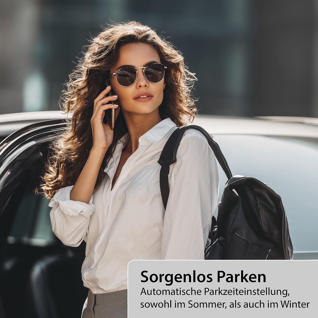 Lescars kompakte Parkscheibe: 2er-Set e-Parkscheiben, ECE-Zulassung, Erschütterungssensor, Solar (Windschutzscheibe Parkscheibe, mit Sensor, Display)