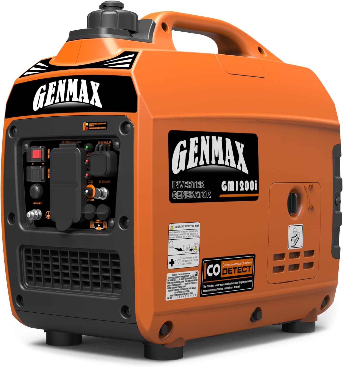 GENMAX Portable Inverter Gas Motor, 1200W Ultra Quiet Gas Motor, EPA Compatible, Eco Mode Function, Ultralight for Home and Camping (GM1200i)