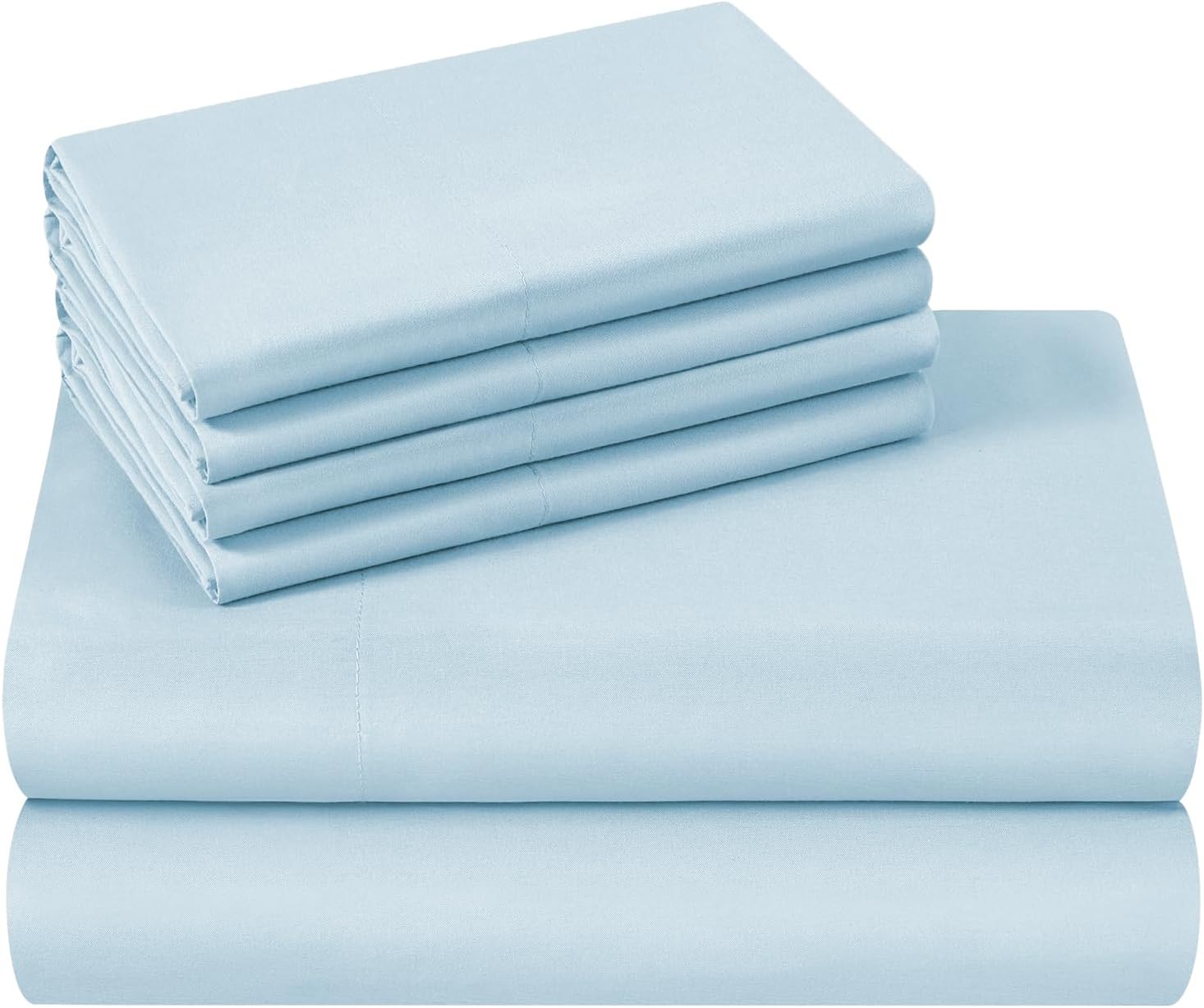 HOMEIDEAS Full Size Bed Sheets 4 Piece Set (Baby Blue) Extra Soft