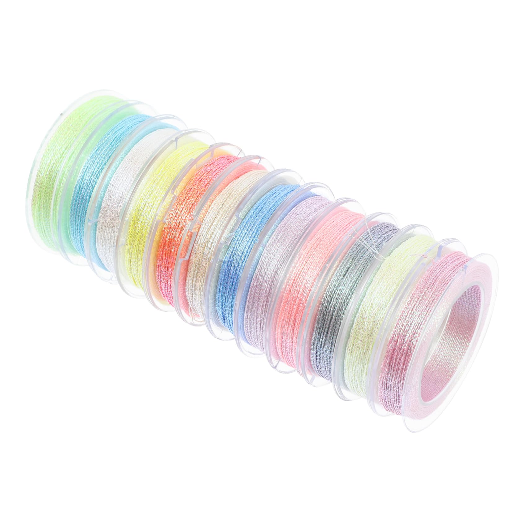 SHINEOFI Hilo De Bordar Luminoso Embroidery Thread Puntada Hilo De Bordar De Plata Hilo Para Maquina De Coser Multi Accesorios De Costura Hilo De Bordado Poliéster 12 Rollos*4