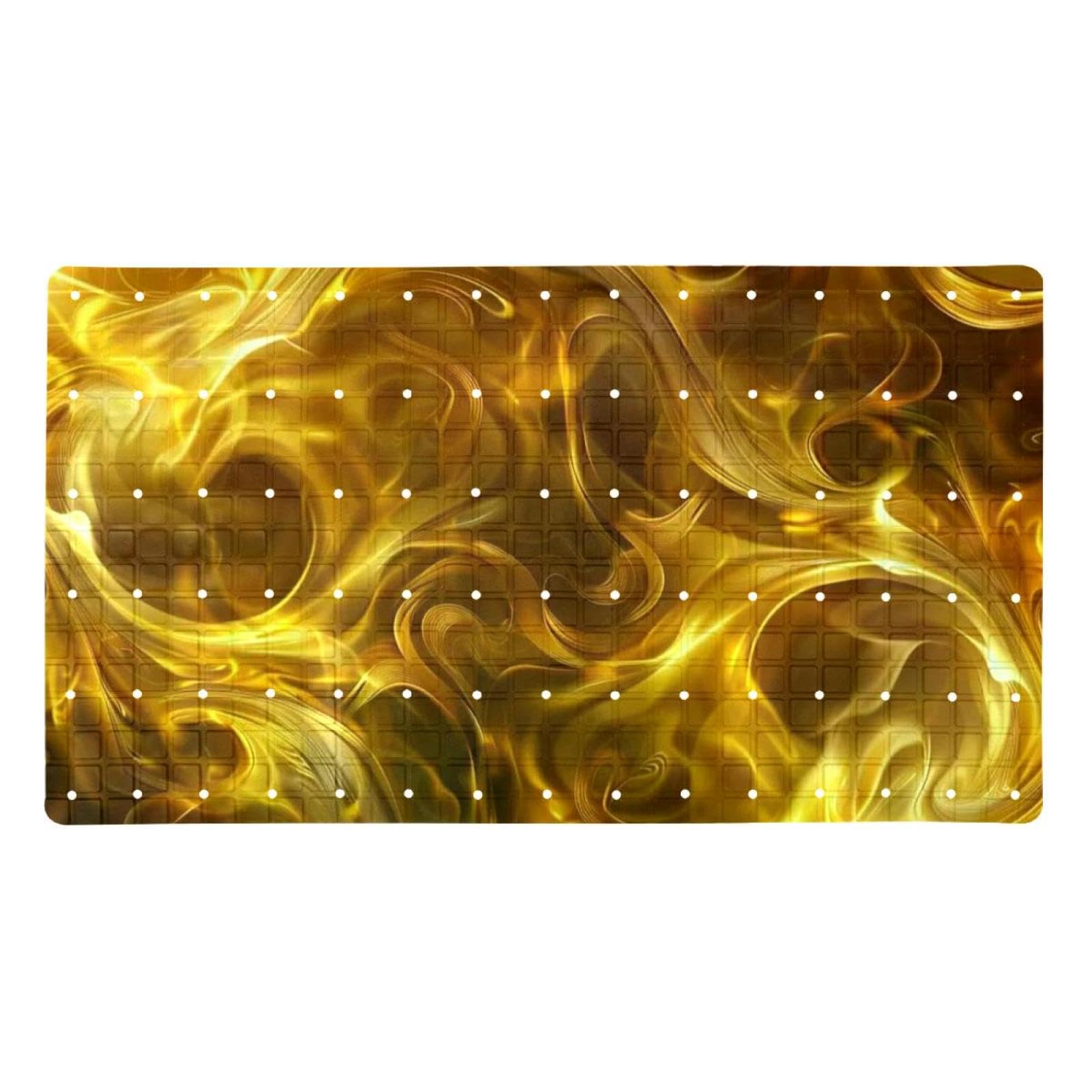 Alfombrilla de baño moderna Golden Fire Print para salir de la ducha sin resbalar
