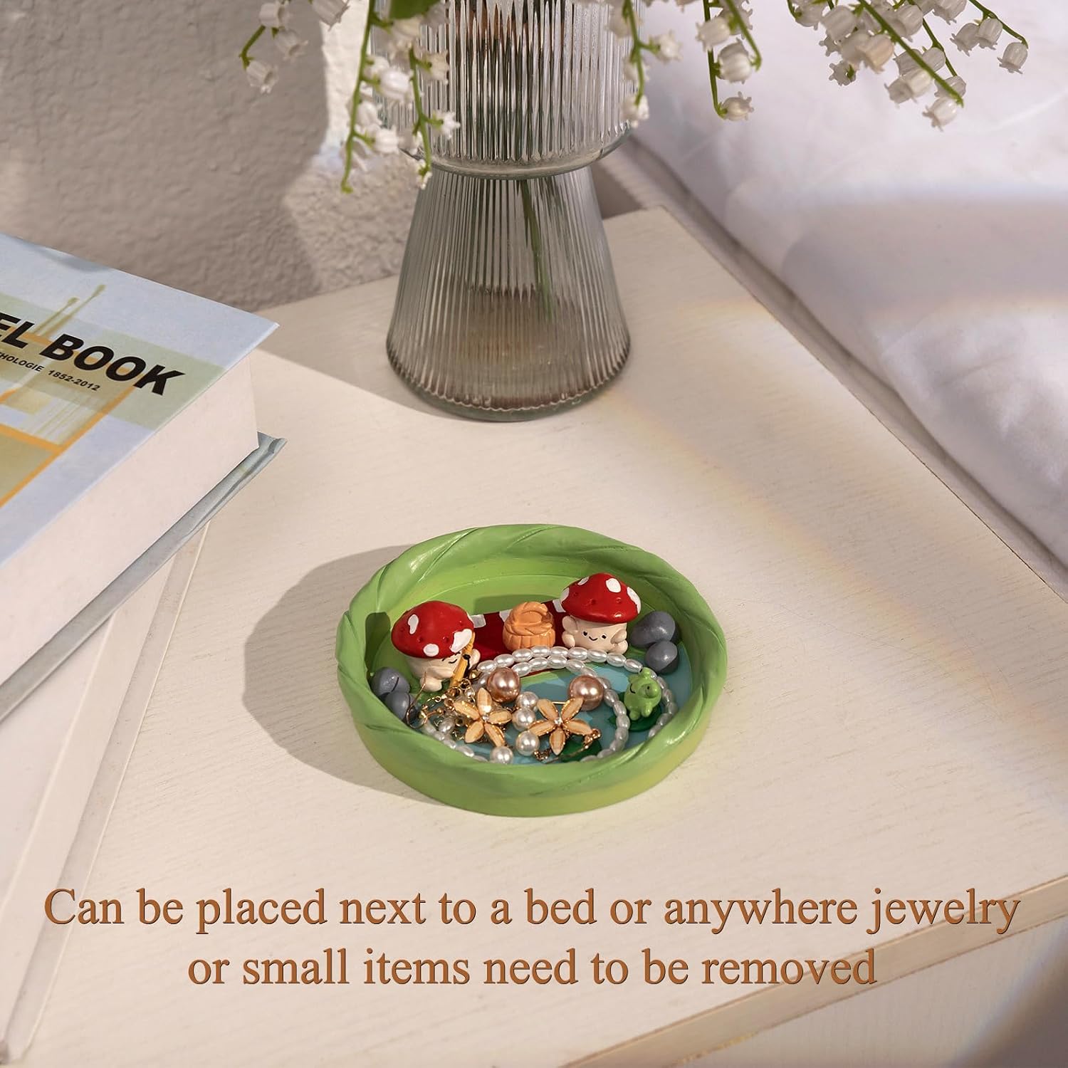 Cute Small Mushroom Frog Jewelry Dish - Unique Trinket Tray & Ring Holder for Girls' Rooms - Aesthetic Home Decor Bowl - Gift for Daughters & Friends - Ideal for Rings & Small Accessories