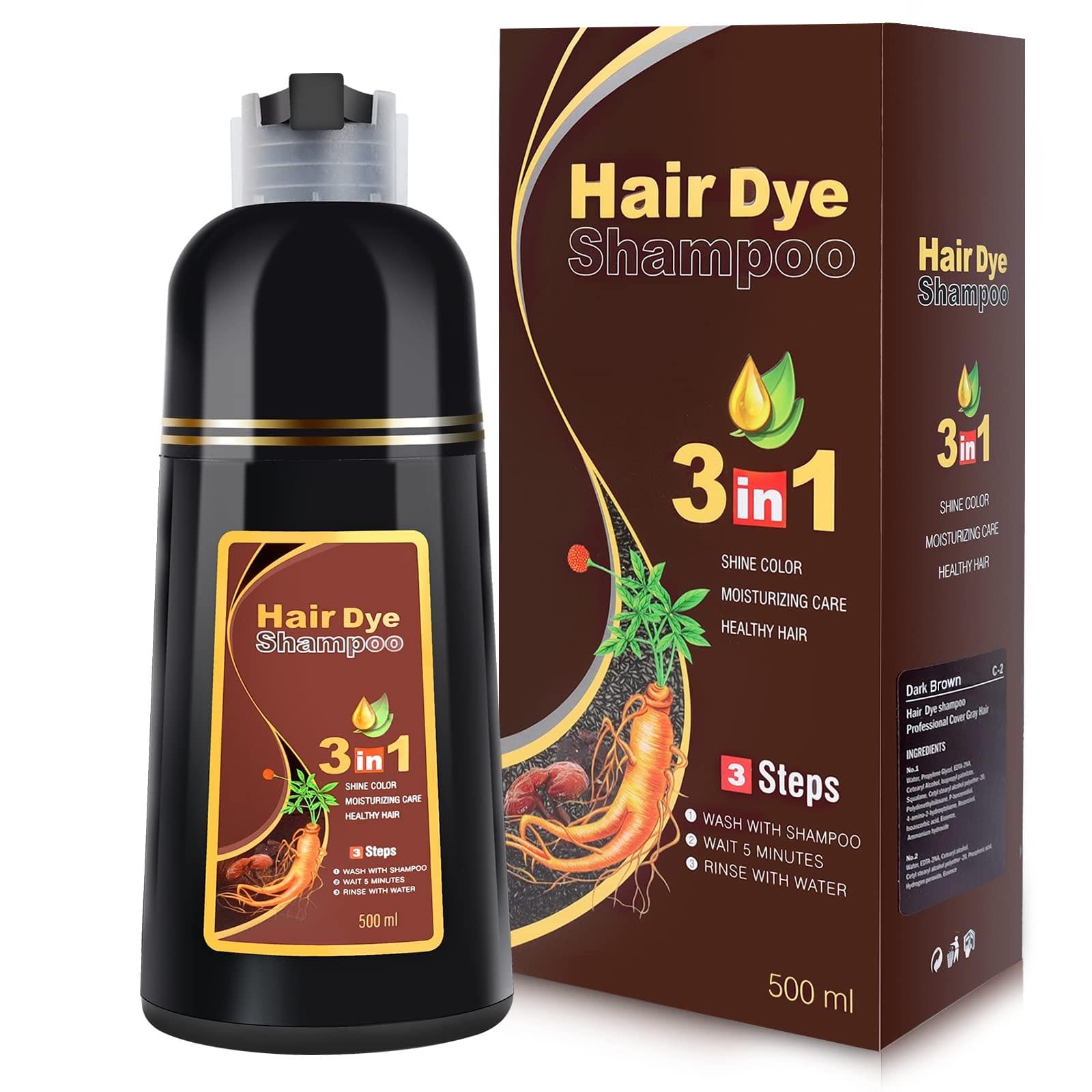 Amazon.com : IIIMEIDU Dark Brown Hair Dye Shampoo 3 in 1 for Gray