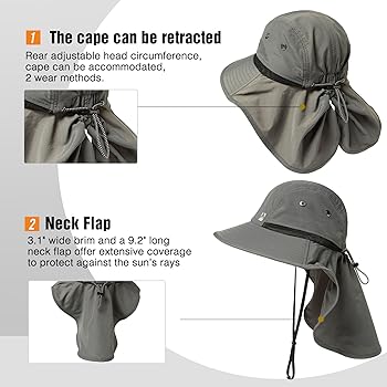 Summer Sun Hat Shade Men Big Head Women Wide Brim Neck Flap Safari