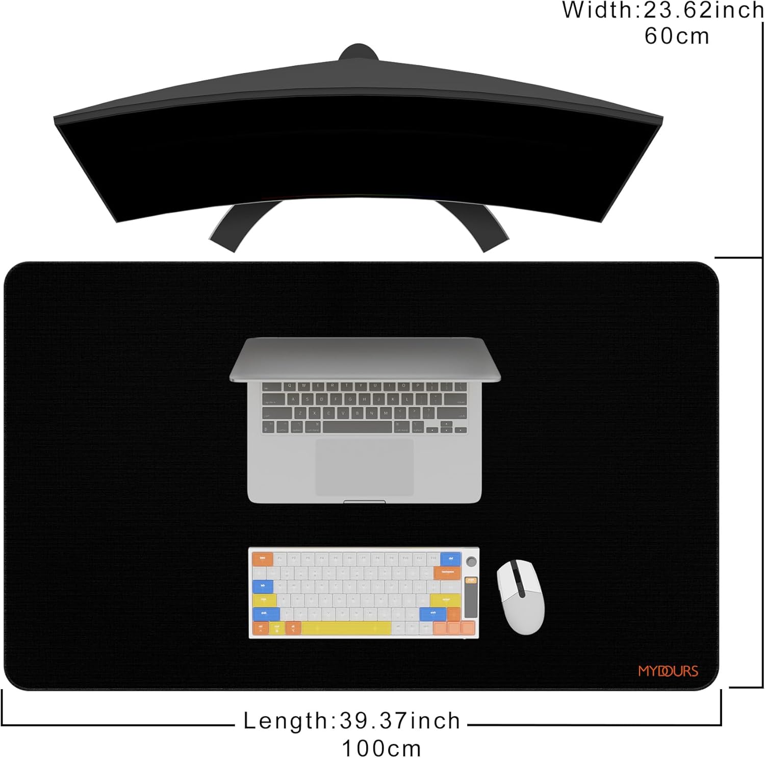 Mydours 40" x 24" Extended Gaming Mouse Pad, Large Desk Mat with Superior Micro-Weave Surface, Water Resist Keyboard Mousepad with Non-Slip Rubber Base, Laptop Desk Pad for Office and Home, Black