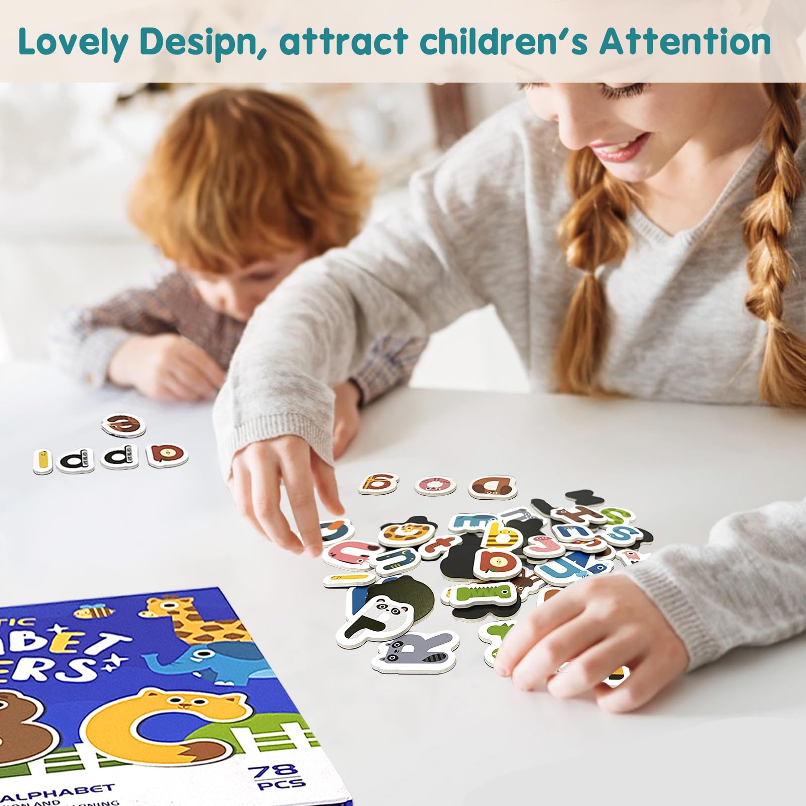 Letras Magneticas Niños, 78 Letras Imantadas Niños, Imanes Nevera Niños,Imanes del Alfabeto Educativos, Aprendizaje en MayúSculas Y MinúSculas para 3+ Niños