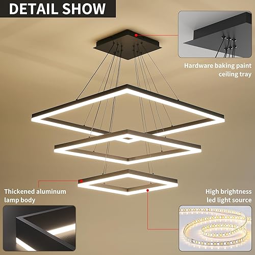 Miniatura 4 de Candelabro de techo, con control remoto, regulable, 3 modos de color y brillo (luz cálida, fría y neutra), lámpara de techo de acrílico,