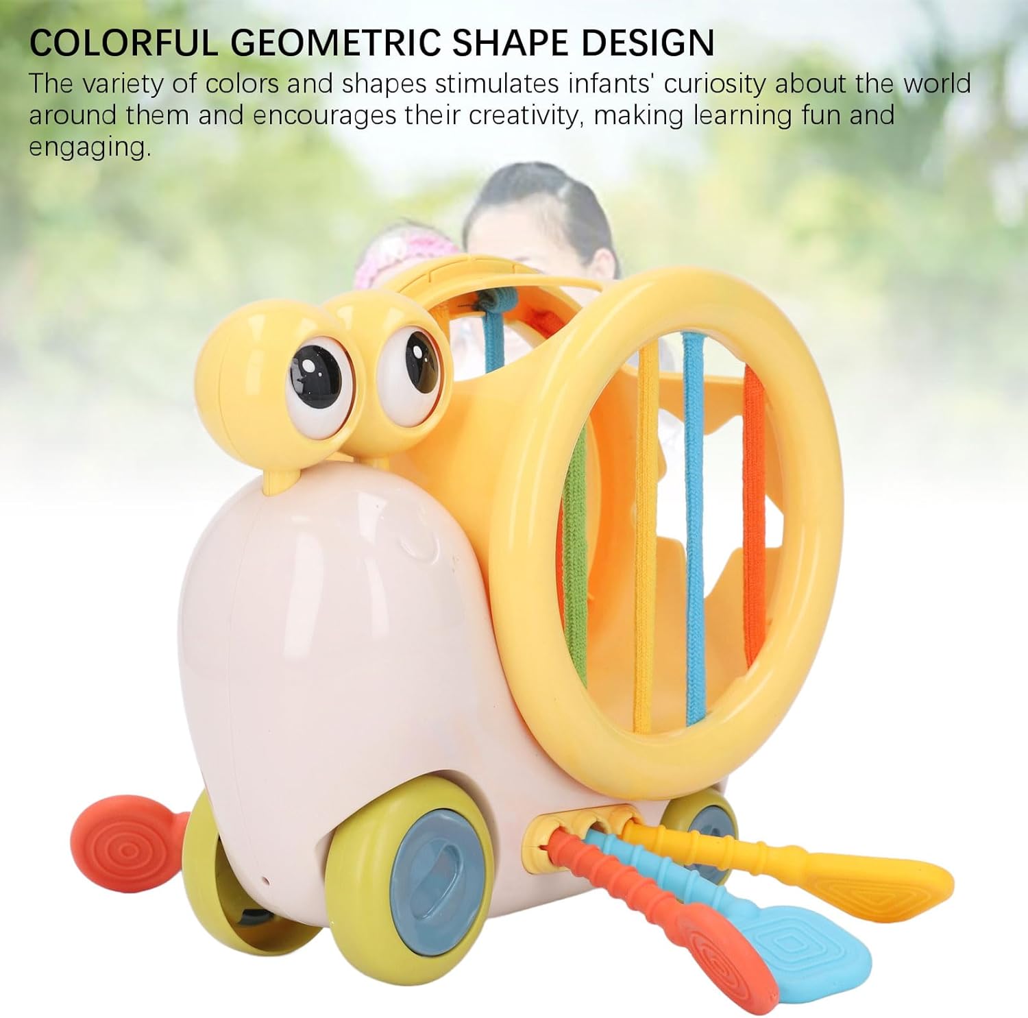 Shape Sorter Pull Shape Sorter Pull String Toy - Fine Motor Skill Educational Silicone Toy for Toddlers - Colorful Sensory Development - Enhances Cognitive Abilities & (Yellow)