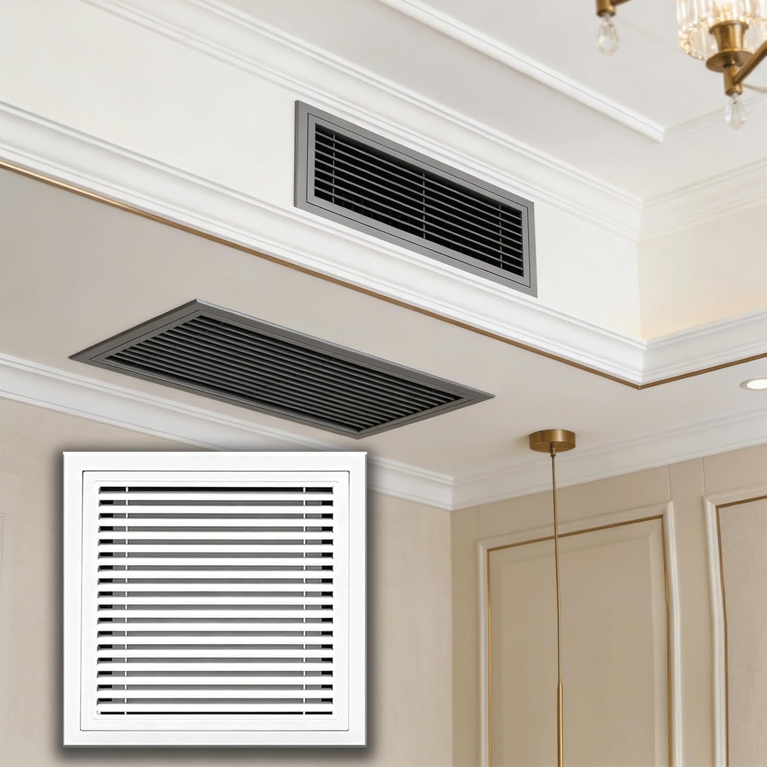 White Return Air Grille, Aluminum Return Vent Cover, Vent Cover Grill for Sidewall and Ceiling, 22x32in Cold Air Return Vent Cover, (Duct Opening) Air Vent Cover with Filter Grid