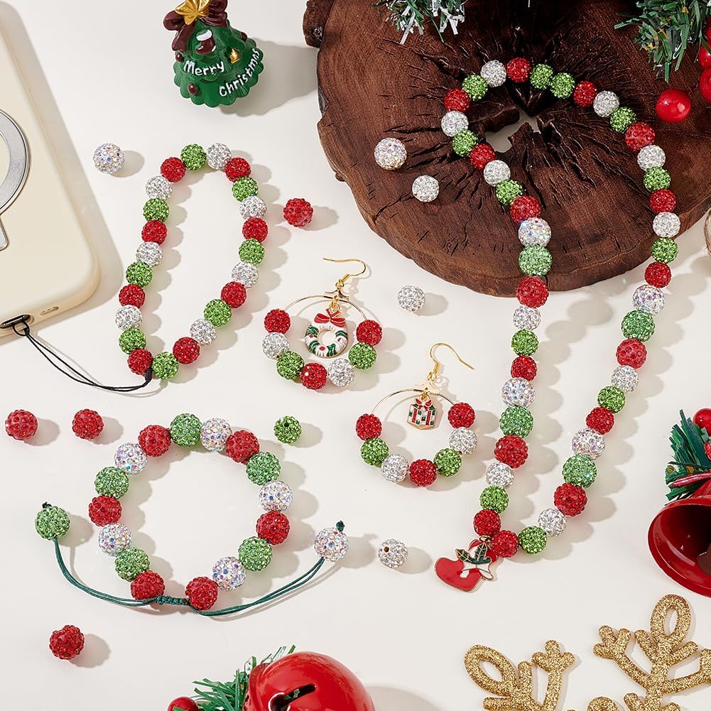 AHANDMAKER 120Pcs Rhinestone Beads for Jewelry Making, Sparkly Rhinestone Spacer Beads Crystal Clay Shiny Disco Ball Bead for Necklaces Bracelets Earrings Making DIY Crafts Gifts, 10mm/12mm - Image 4