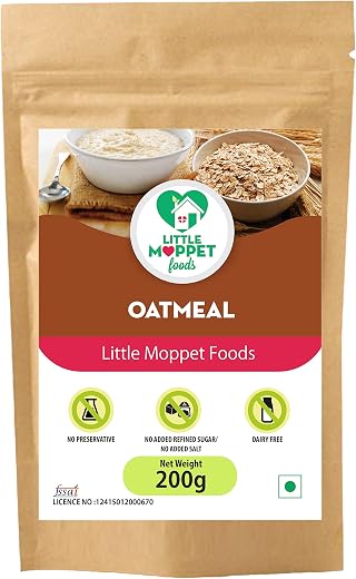 Little Moppet Foods Oatmeal- 200g | Oats Porridge Mix | No Sugar, No Salt, No Milk, No Chemicals, No Preservatives | Break...