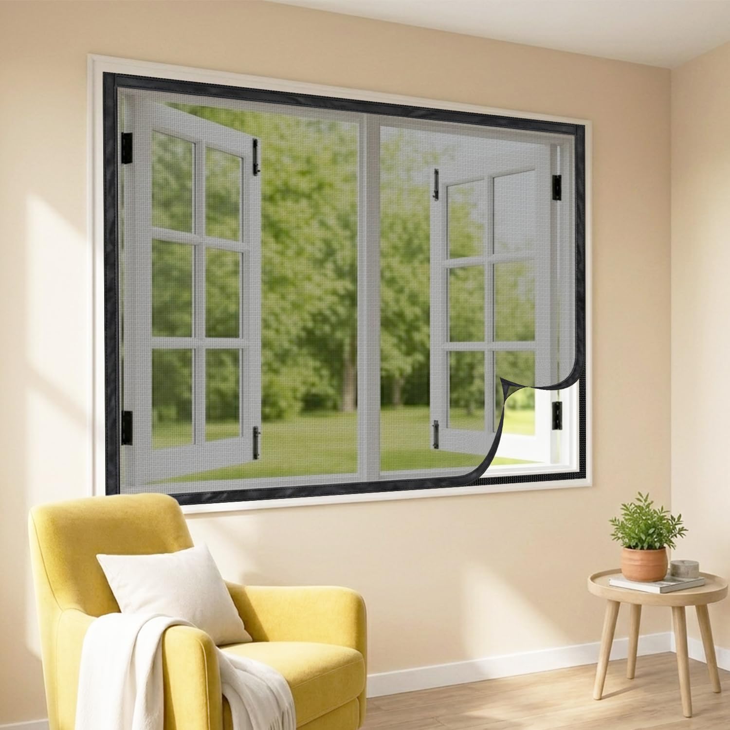LifeKrafts Customizable Pre-Stitched Polyester Window Mosquito Net | 80 GSM Readymade with Self-Adhesive Hook Tape| Fits All Window Types | Size 50x90cm/20x36 Inches/1.64x2.95 Feet(Color-Black)-image-20