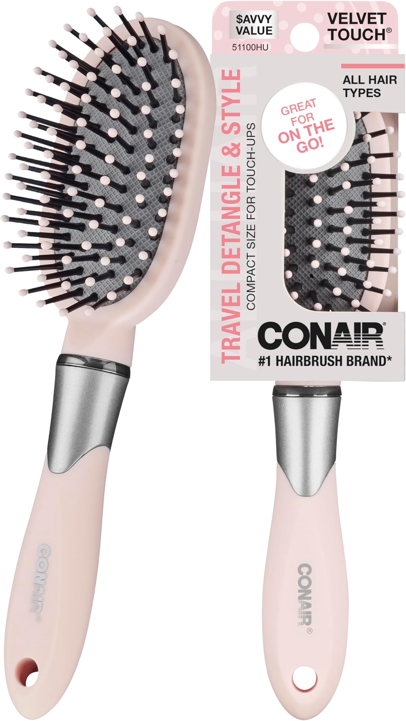 Conair Velvet Touch Hair Brush Cushion Mid-Size