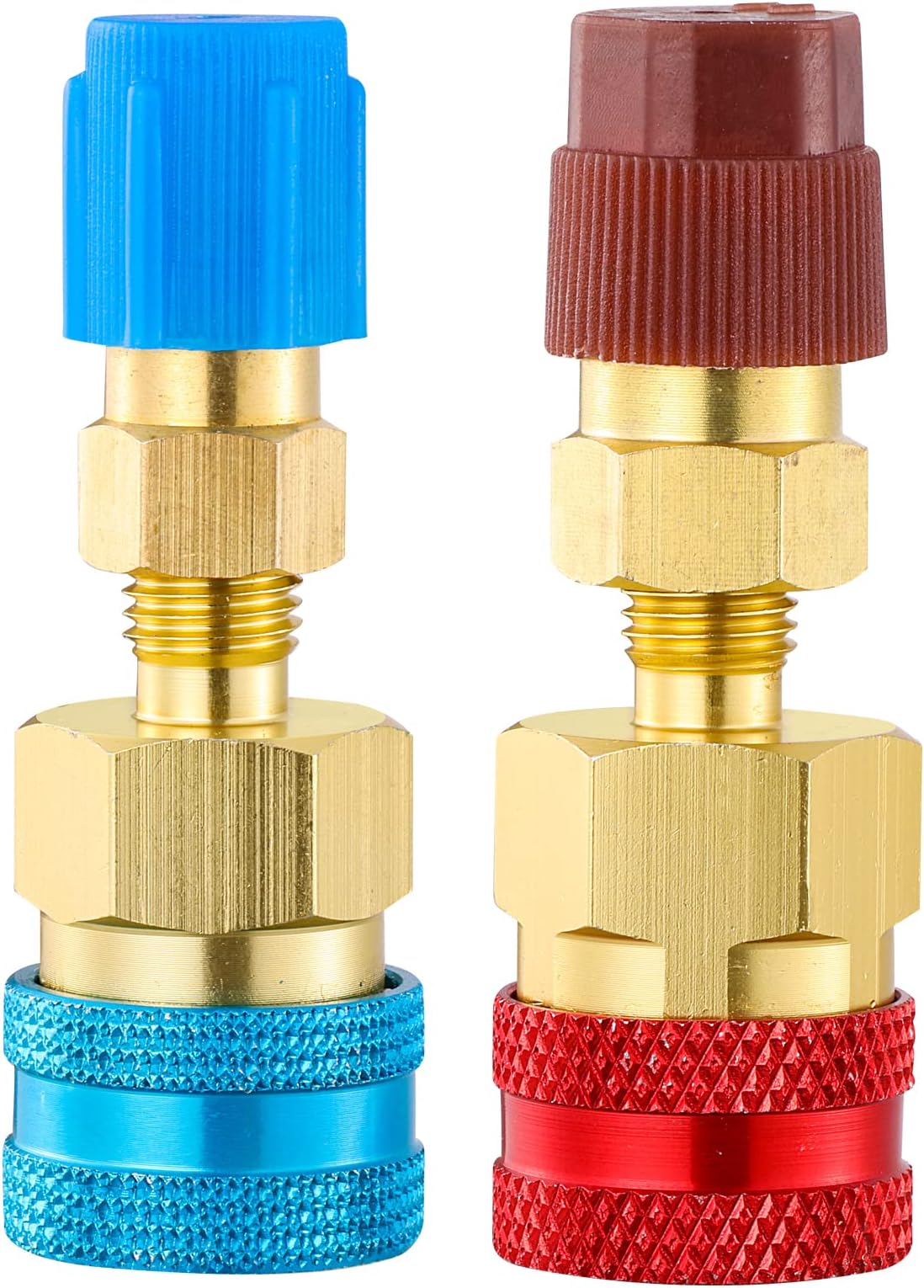 R1234yf Quick Couplers Kit, R1234YF to R134A Quick Coupler Adapter, High/Low Side Quick Coupler R1234YF AC Charging Hose Adapter Fitting Connector for Car Conditioner AC Charging