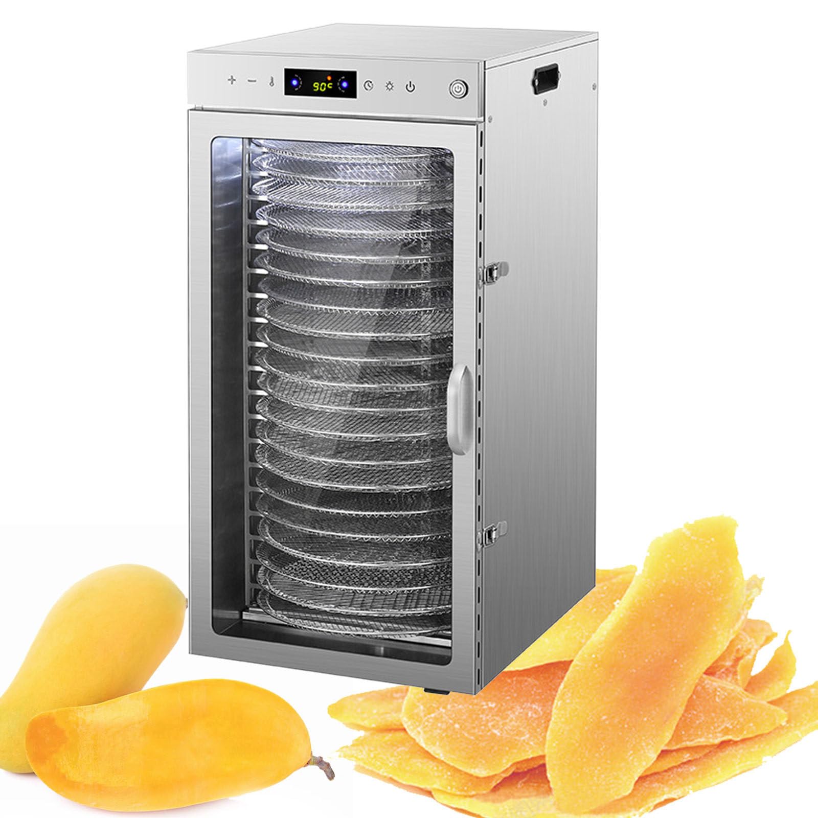 Essiccatore Per Alimenti Rotante A 360° – Essiccazione Per Frutta, Verdura E Carne Secca – Vassoi In Acciaio Inox, Timer Da 24 Ore, Fino A 194 ℉, Display A Led, Essiccatore Elettrico,20Layer