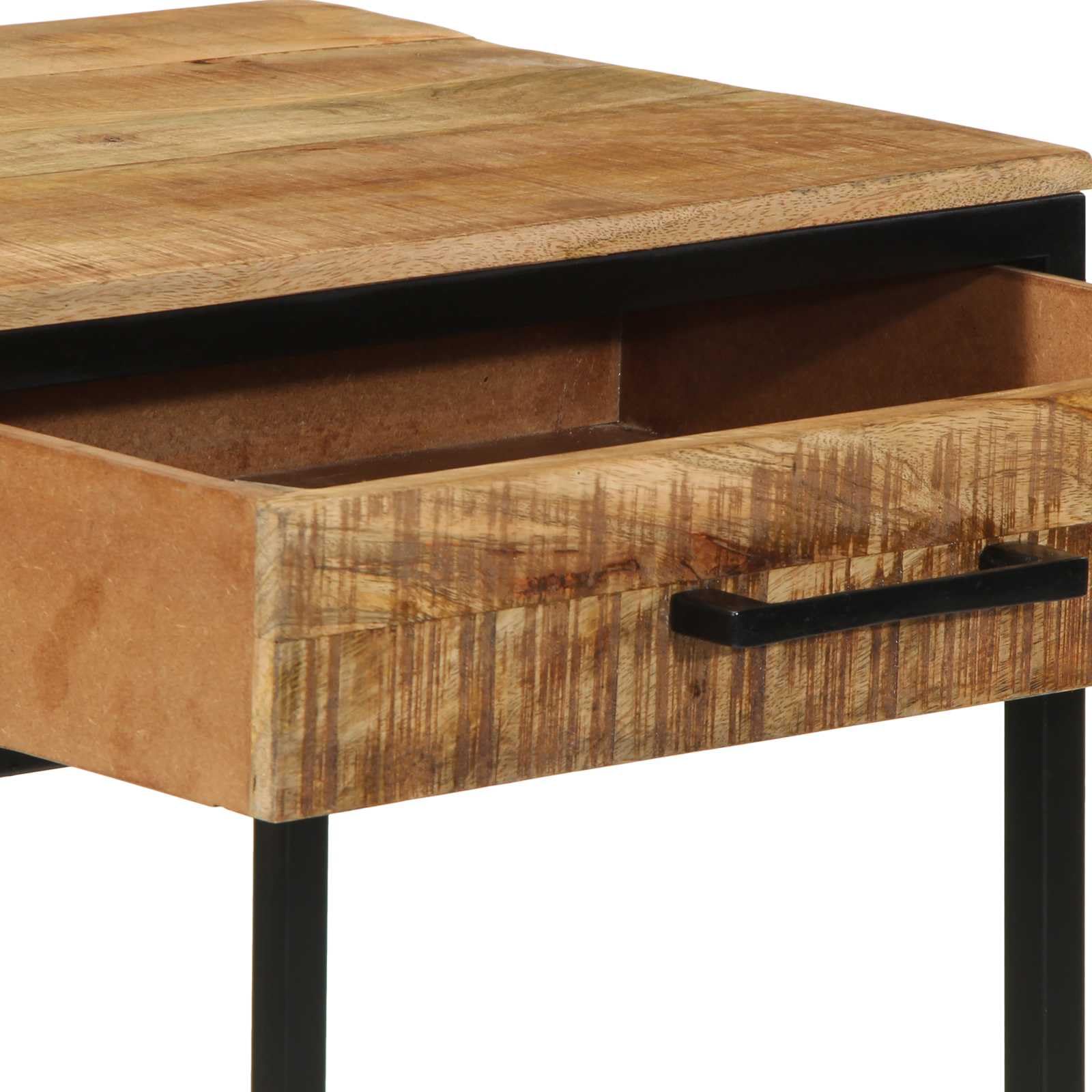 Schminktisch Massivholz Mango Braun 100x40x120 cm mit Spiegel und Schubladen, Stabiler Metallrahmen, minimalistischer Make-up Tisch für Schlafzimmer