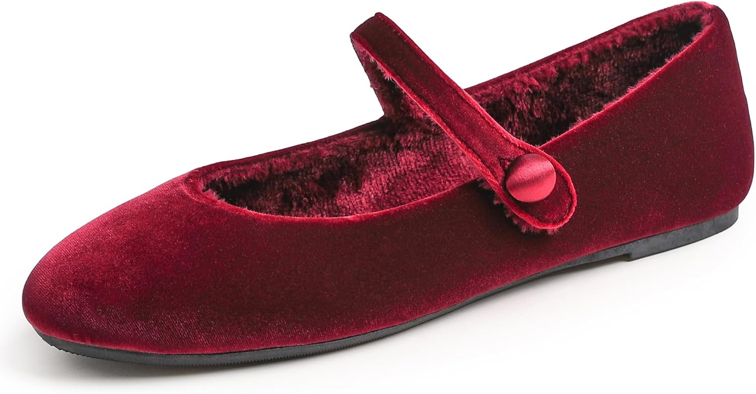 Maryjane Burgundy Velvet Fur Lined