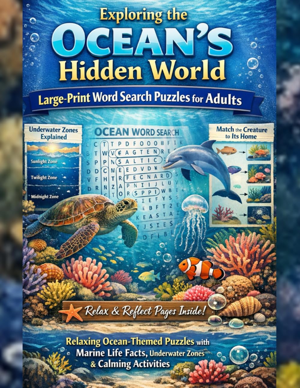 Exploring the Ocean’s Hidden World: Large-Print Word Search Puzzles for Adults: Relaxing Ocean-Themed Puzzles with Marine Life Facts, Underwater Zones & Calming Activities
