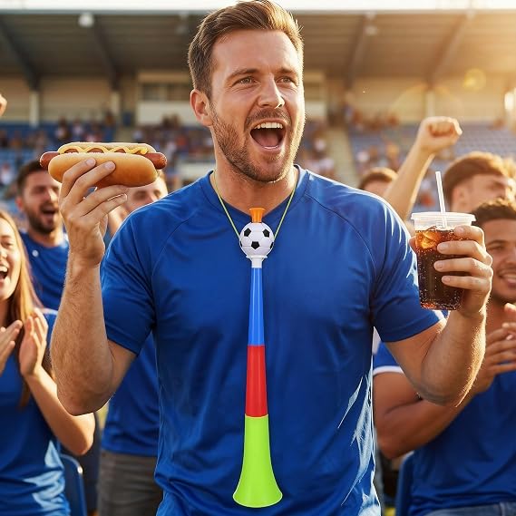 Alipis Stadium Horn: Collapsible Vuvuzela Soccer Horn Set - Loud Blow Noise Maker for Sports Fans, Graduation & Sporting Events