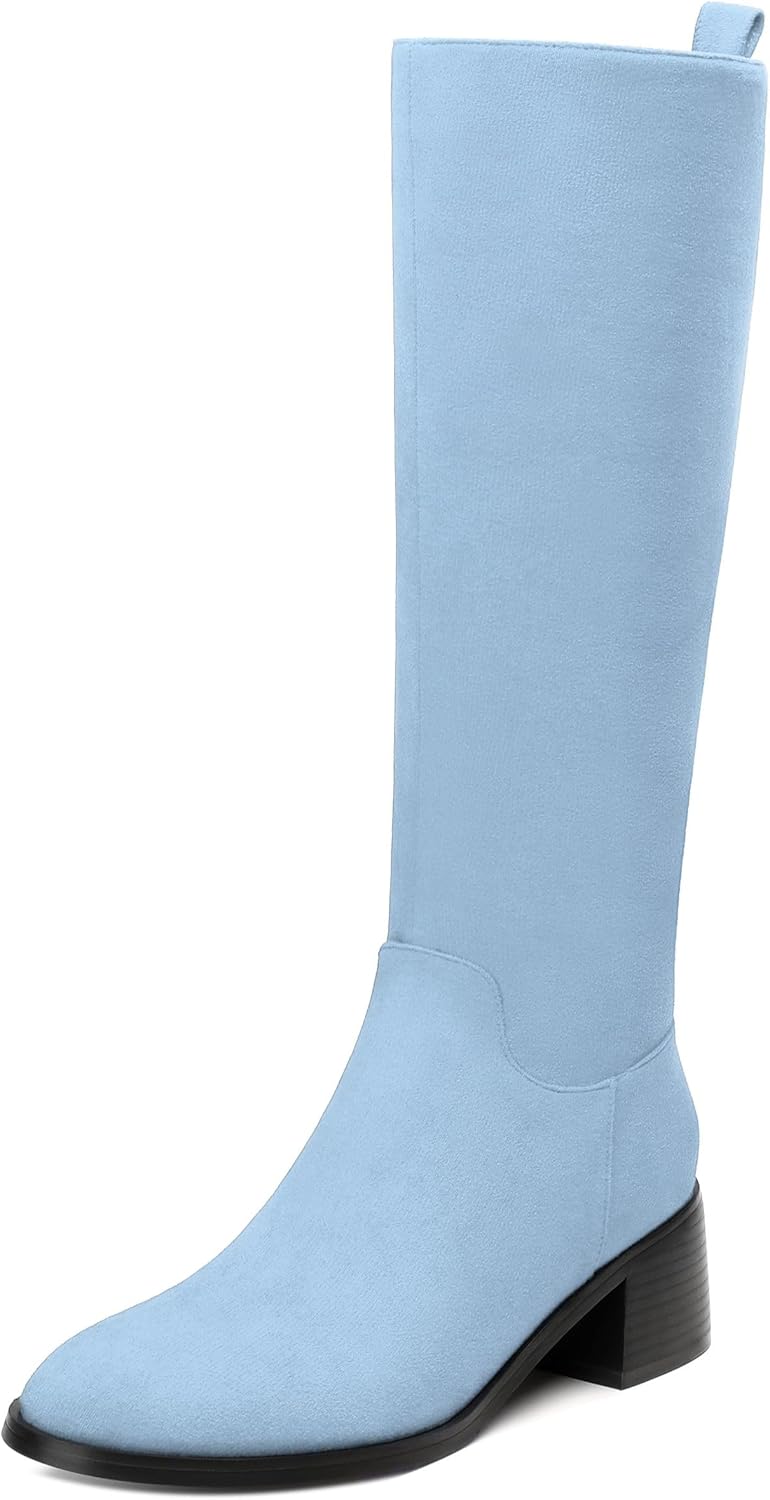 Women's Platform Knee High Boots Round Toe Chunky Heel Boots for Side Zipper Block Heel Womens Heeled Boots,Women Shoes for Workpalce, Street and Banquet.