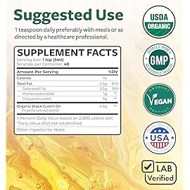 USDA Organic Black Cumin Seed Oil Liquid (8 fl oz) Premium Cold-Pressed Nigella Sativa Producing Pure - Antioxidant Supplement - Vegan, Gluten-Free, & Non-GMO (No Pills or Capsules)