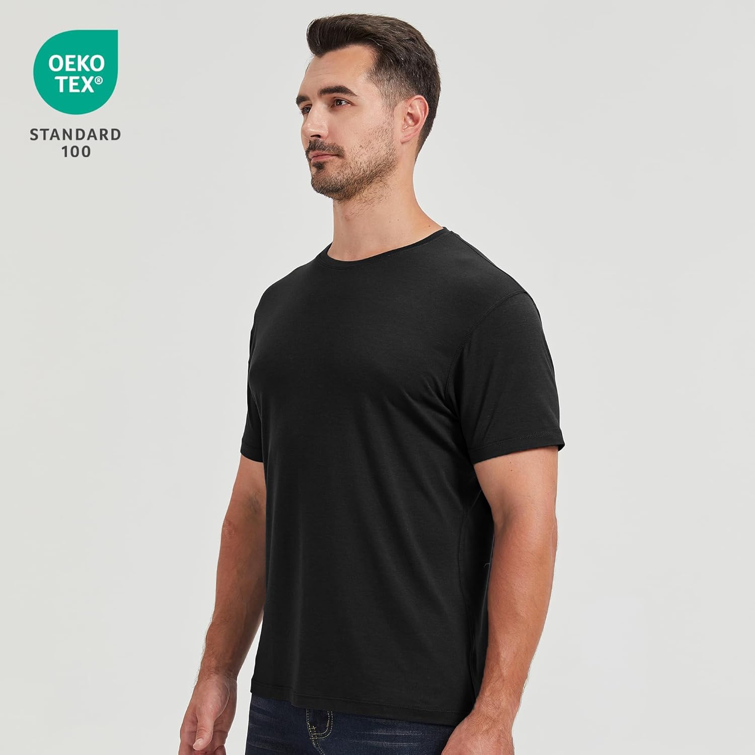 netdraw Men's Ultra-Soft Viscose Bamboo Cotton T-Shirt, Crew Neck Short Sleeve Casual Lounge Dressy Undershirt Tee - Image 3
