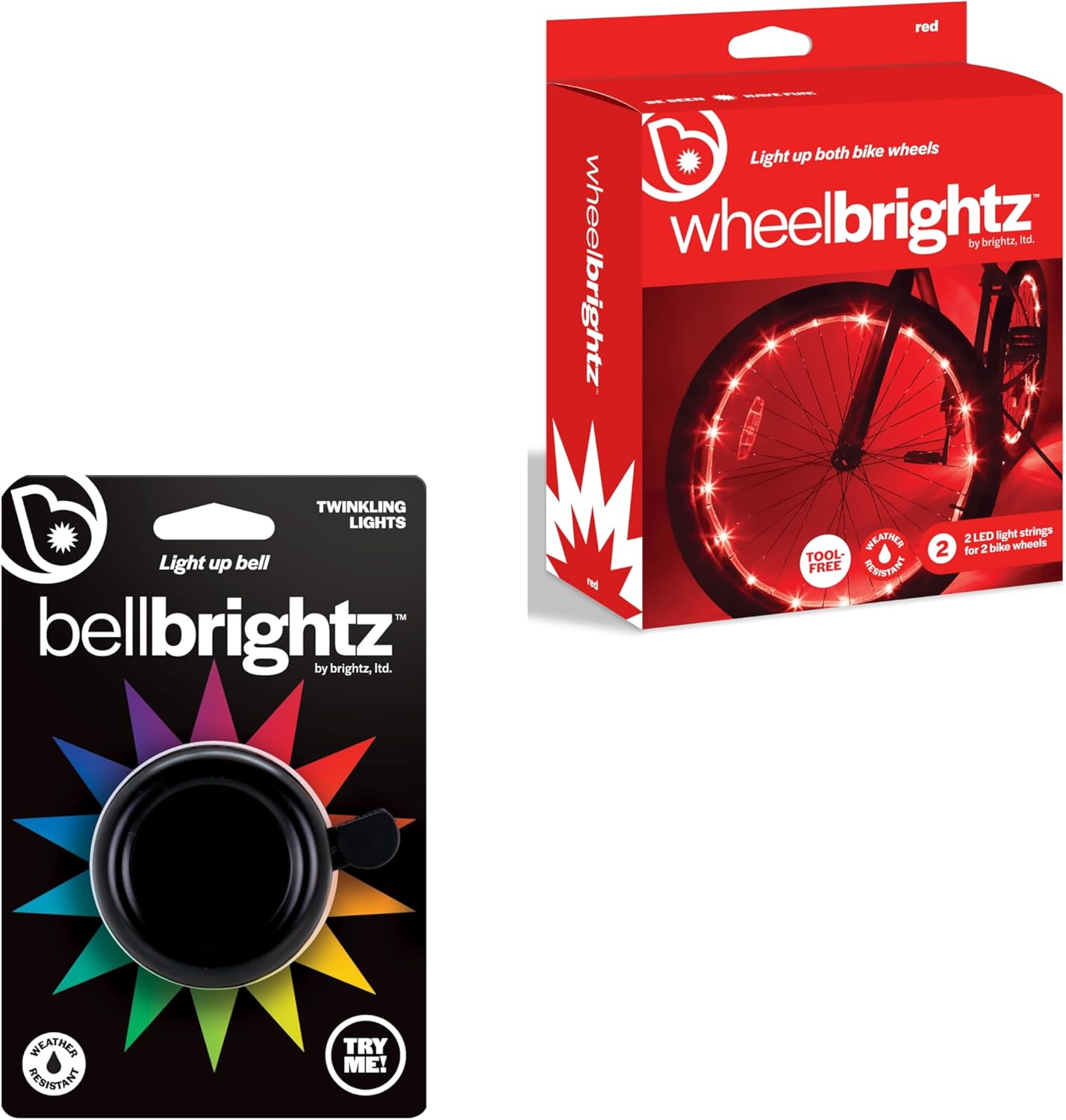 Brightz BellBrightz LED Light Up Bike Bell & WheelBrightz LED Bike Wheel Lights Bundle - Fun, Colorful, and Safe Bicycle Accessories for Kids and Adults - Easy to Install, Durable, & Weather-Resistant