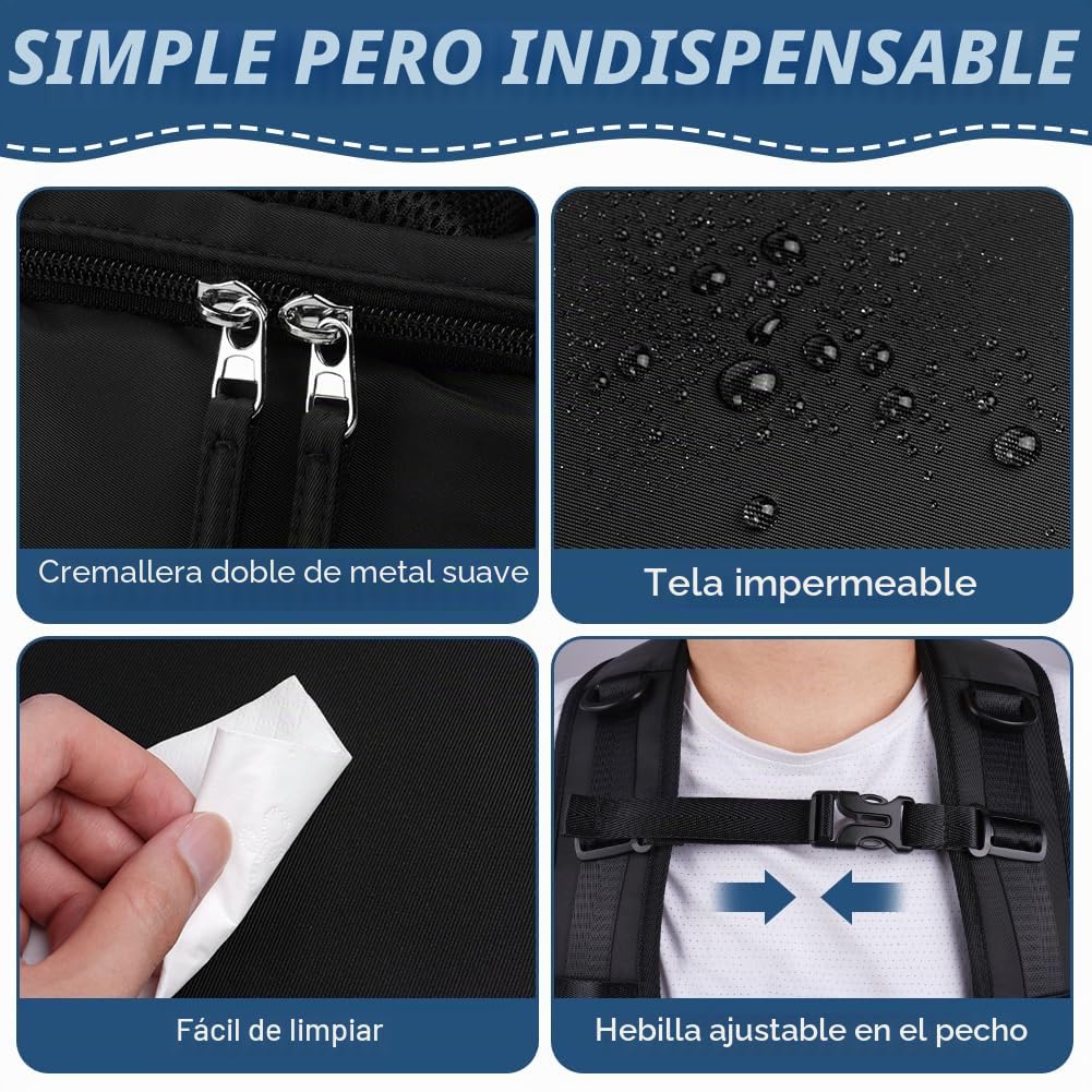 flintronic Mochila de Viaje Cabina Avion, 43x30x20 cm, Bolsa de Viaje Equipaje de Mano 35L, Mochila Unisex Impermeable con Puerto USB y Compartimento para Zapatos, para Portátil de 15,6 Pulgadas