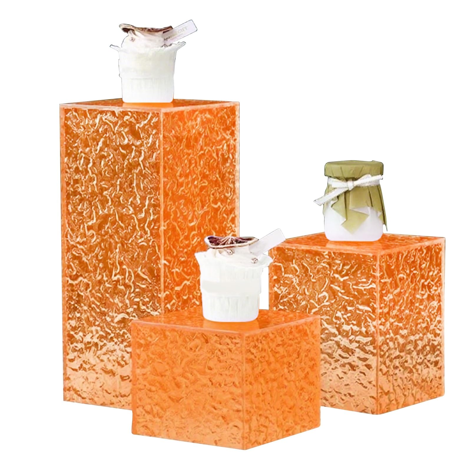 Szkieletka Pudełka z Akrylu Akrylowe Kubowe Podstawki do Wystaw z Pustym Dnem do Bufetu Talerzy Imprez Cateringowych Deserów Kolekcji Figurek Show(Orange,40X40X30CM16X16X12IN)