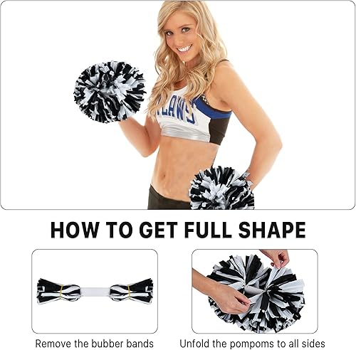 Vista 30 de Supkiir 4 pompones de animadora para disfraz de animadora para mujer, 2 pares de pompones de animadora para niños y niñas, juegos deportivos