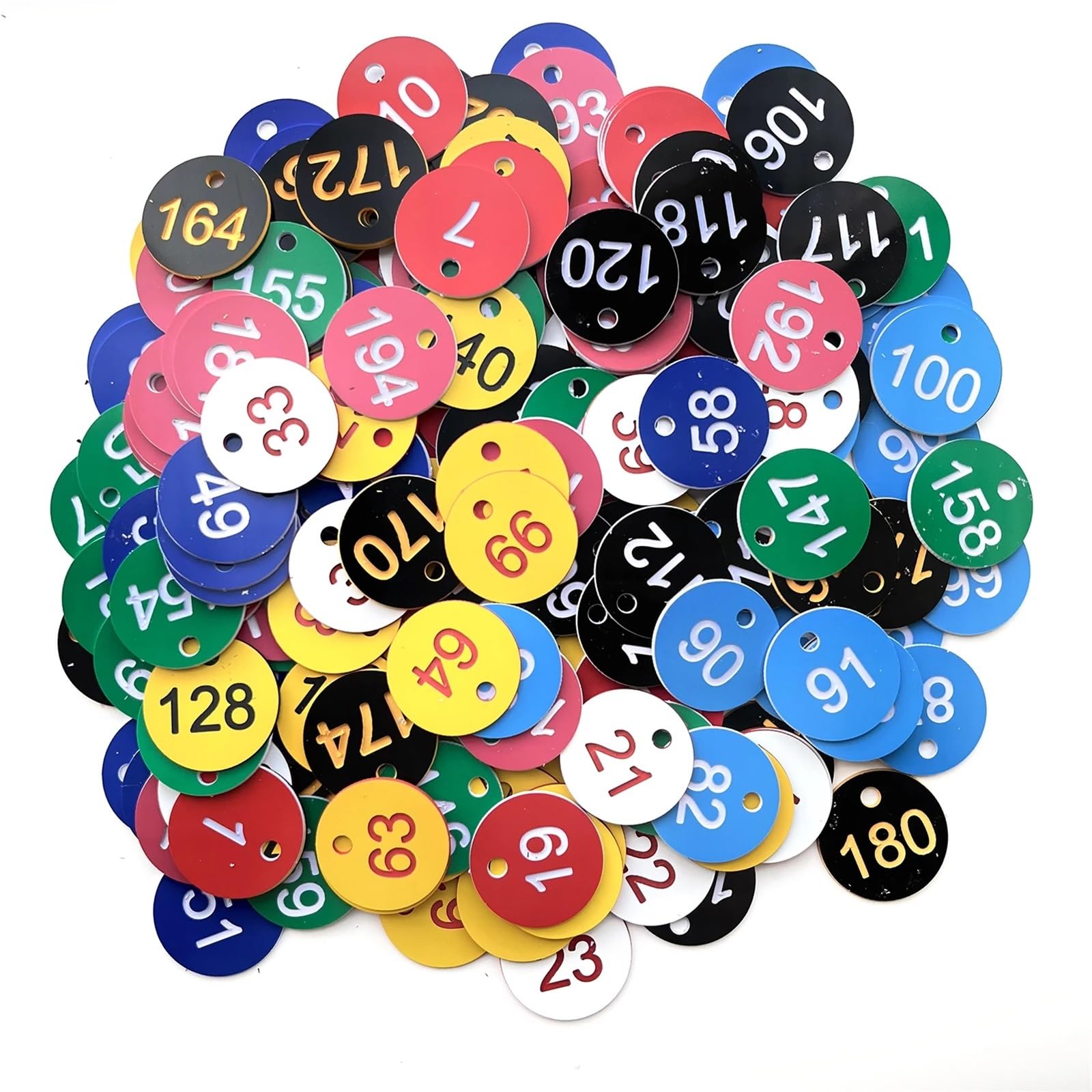 Plastikowe identyfikatory z numerami, Wielokolorowe plastikowe etykiety z numerami 1-200 do supermarketów, restauracji, hoteli, skrzynek pocztowych i siłowni(Mixed Color)