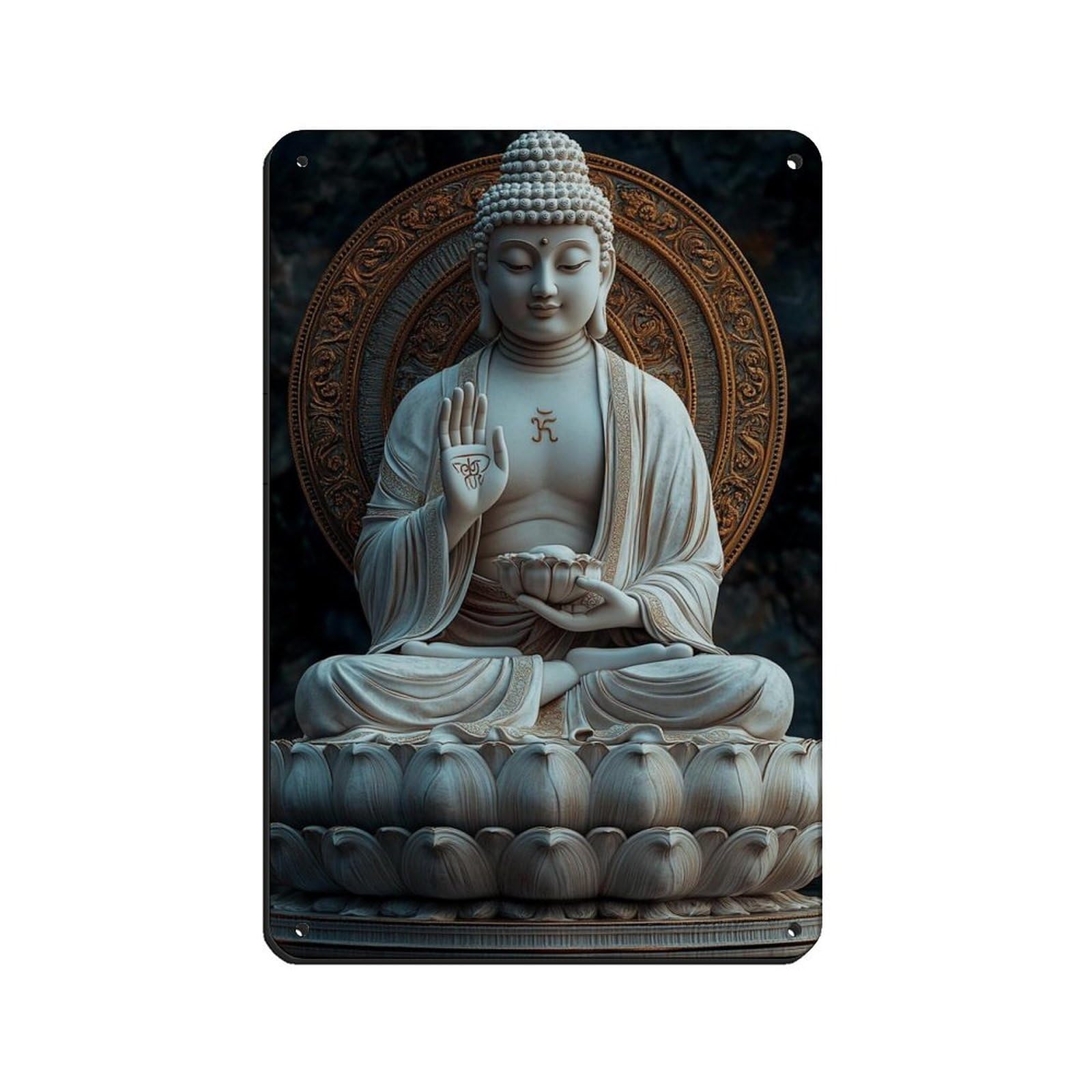 Buddha Art-Buddha Decor-Large Art (1) Tin Sign Vintage Metal Pub Club Cafe Bar Home Wall Art Decoration Poster Retro 8x12inch(20x30cm)