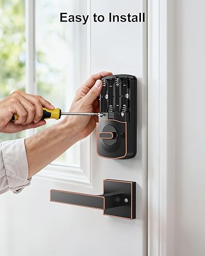 Miniatura 6 de Cerradura de puerta delantera Entrada sin llave con asa cerrojo inteligente con asas, cerradura electrónica de puerta con teclado Hornbill, bloqueo