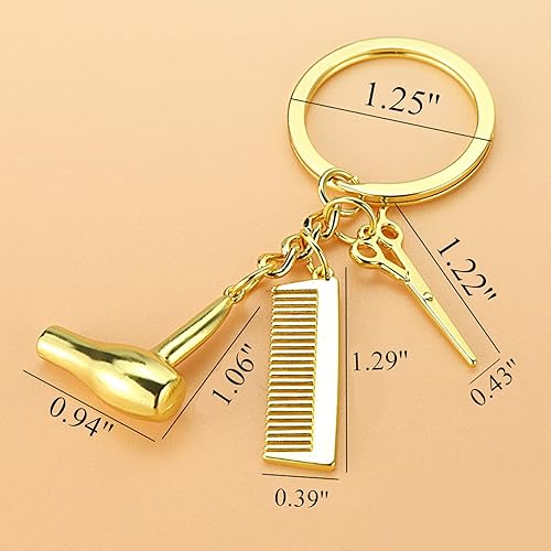 Miniatura 2 de PHAETON 20 llaveros con dije de peine para secador de pelo, tijeras, perfecto para propietarios de peluquería o estilista, regalo de graduación