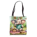 Elephant Trunk Up Tea Time: Enchanted Forest Tea Party Tote Bag