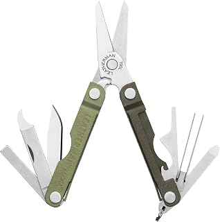 Micra Keychain Multi-Tool, Grooming Tools, Mini Knife, Spruce | 10 Tools Including Spring-Action Scissors, Nail File, Tweezers & Mini Blade, Keychain Size