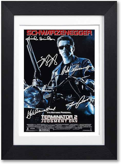 Mounted Gifts Terminator 2 Judgement Day Cast Signed A4 Poster Photo Print Framed Autograph Gift Movie Film Arnold Schwarzenegger Linda Hamilton (POSTER ONLY)