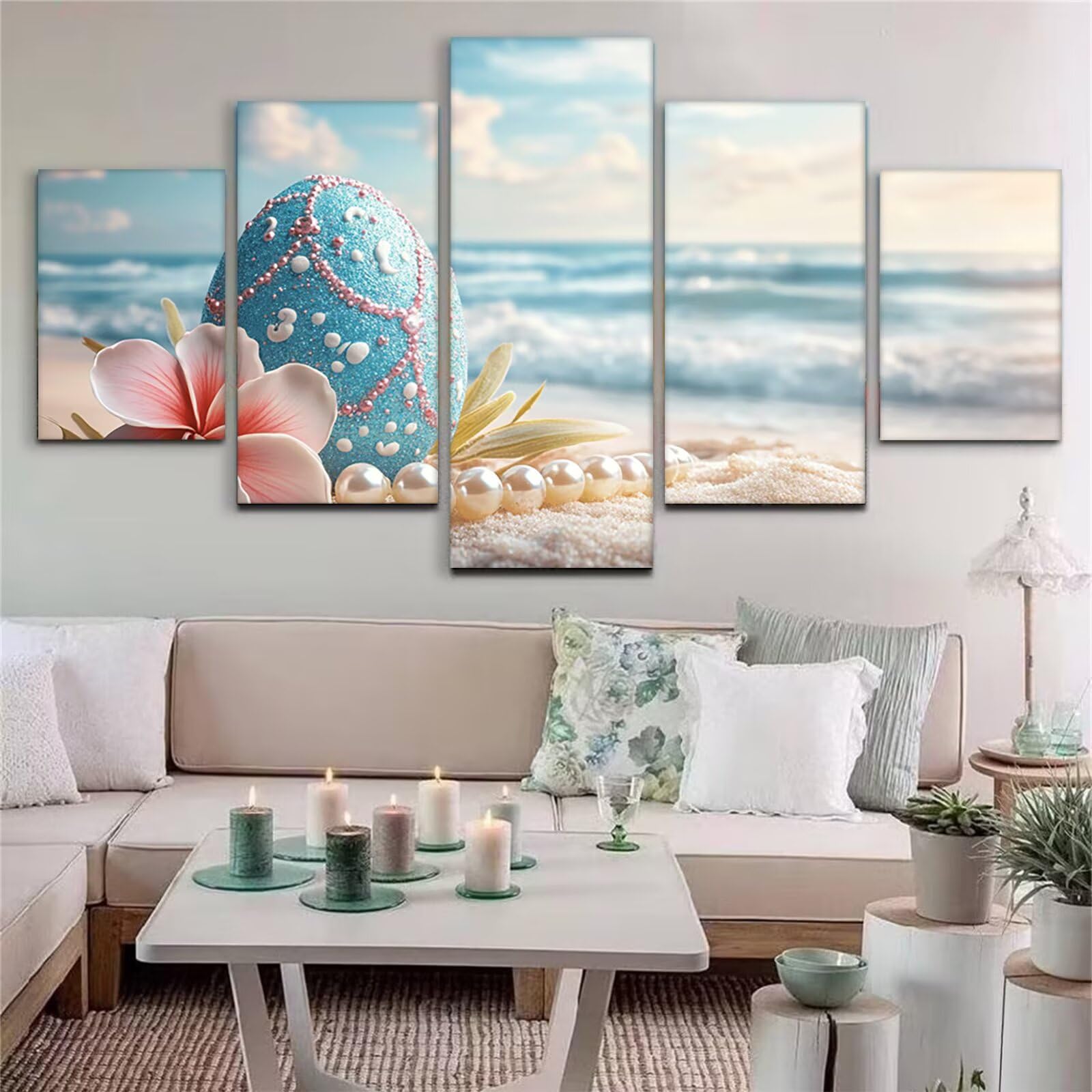 Zestaw 5 sztuk plażowych diamentowych jajek wielkanocnych do malowania diamentami dla dorosłych, DIY, pełne okrągłe wiertło, kryształowe zestawy artystyczne, dla dorosłych, początkujących, sztuka i